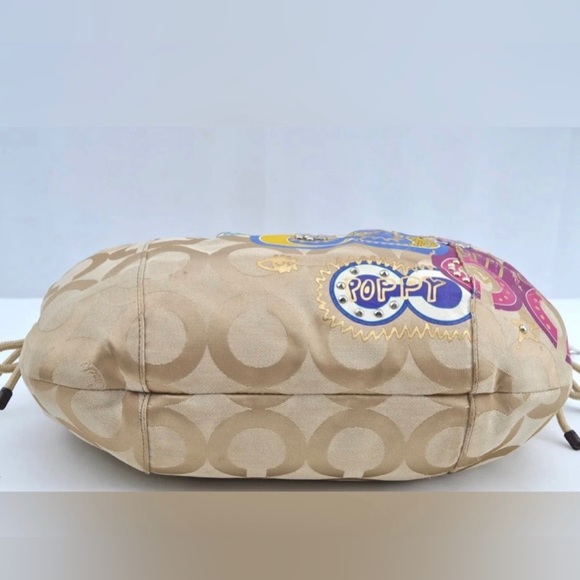 Rare 🦄 Coach Signature Jazzy Glitter Poppy Multi Canvas Handbag Purse - Picture 5 of 15